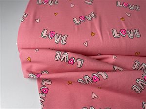 Bomuldsjersey - neon love i lys pink